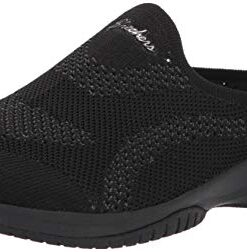 Skechers womens Commute Time – in Knit to Win Clog, Black/Black, 7 US