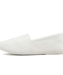 Soda Flat Women Shoes Linen Canvas Slip On Loafers Memory Foam Gel Insoles OBJI-S White 6.5