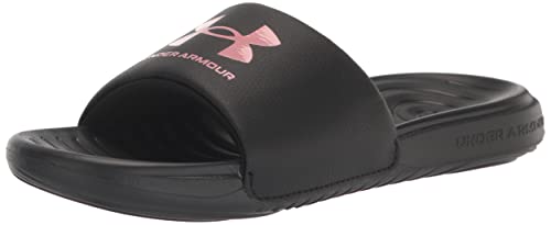 Under Armour Women’s Ansa Fixed Strap Slide Sandal, (007) Black/Black/Pink Elixir, 7