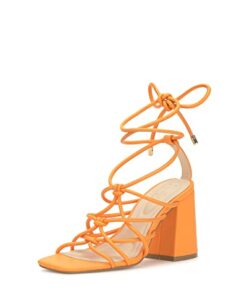 Jessica Simpson Women’s Ozias Lace Up Sandal Heeled, Mango, 10