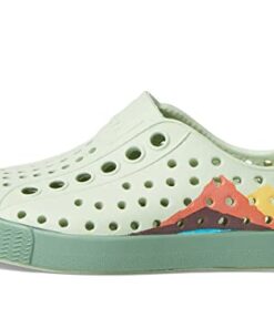 Native Shoes Kids Jefferson Block Sneakers for Little, and Big Kid – EVA Upper with Comfortable Lining, Slip-On Style, and Lightweight Tea Green/Loch Green/Crater Mountain Block 3 Little Kid M