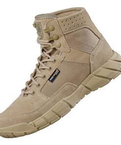 FREE SOLDIER Men’s Tactical Boots 6 Inches Summer Lightweight Breathable Desert Boots with Thin Durable Fabric (Tan, 10)