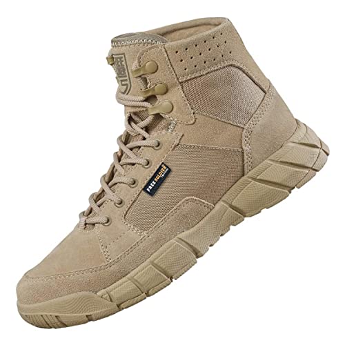 FREE SOLDIER Men’s Tactical Boots 6 Inches Summer Lightweight Breathable Desert Boots with Thin Durable Fabric (Tan, 10)