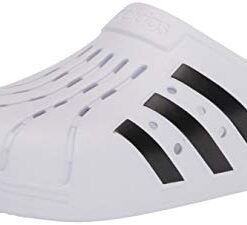 adidas Unisex Adilette Clog Slide Sandal, Footwear White/Core Black/Footwear White, 11 US Men
