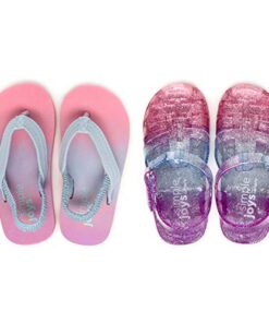 Simple Joys by Carter’s Girls’ Kimmie Nora Jelly Sandal Set, Pink/Purple Shine, 4 Toddler (1-4 Years)