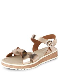 The Children’s Place Girls Platform Sandals, Rose Gold, 1 Big Kid