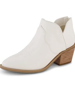 CUSHIONAIRE Women’s Rodeo Western Ankle Boot +Memory Foam, Wide Widths Available, White 8.5