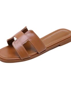 Stratuxx Kaze Womens Flat Sandals Flat Slide Sandals Band Sandals White Black Brown Metallic Sandals
