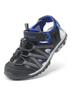 DREAM PAIRS Unisex-Child 181108K Closed-Toe Outdoor Summer Sandal Black/Grey/Blue – 13 Little Kid