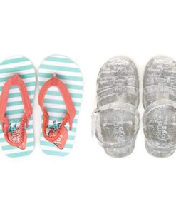 Simple Joys by Carter’s Girls’ Kimmie Nora Jelly Sandal Set, Silver/Turquoise Blue Stripe, 9 Toddler (1-4 Years)