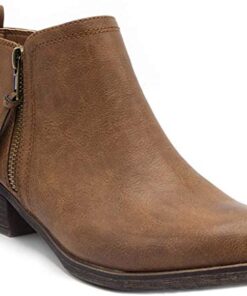 LONDON FOG Women’s Tina Ankle Bootie Brown Smoothe 8.5