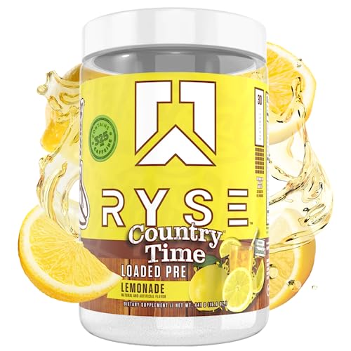 Ryse Loaded Pre Workout Powder Supplement for Men & Women | Pumps, Energy, Focus | Beta Alanine + Citrulline | 325mg Caffeine | 30 Servings (Country Time Lemonade)