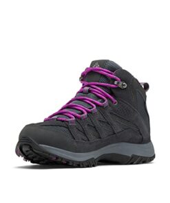 Columbia womens Crestwood Mid Waterproof Boot Hiking Shoe, Graphite/Bright Plum, 9.5 US