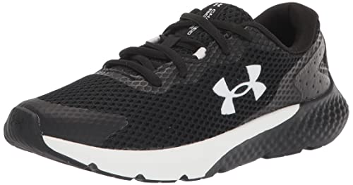 Under Armour Boys Charged Rogue 3 Running Shoe, Black (001)/White, 6 Big Kid