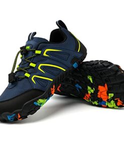 ASHION Boys Hiking Shoes | Barefoot Inspired | Wide Toe Box | Lightweight Athletic Walking Sneaker | 8 Big Kids