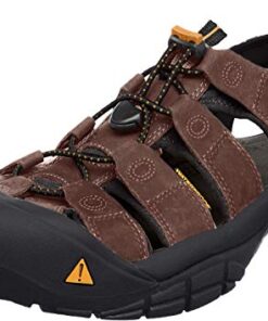 KEEN Men’s Newport Closed Toe Leather Sandals, Bison, 11