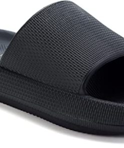 Joomra Womens Shower Slippers Slides Cushion for Mens Massage Foam Female Pillow House Antislip Slipers Pool Beach Spa House Garden Sandals for Ladies Male Sandles Black 42-43