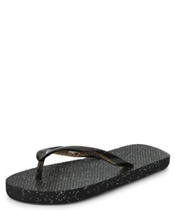 The Children’s Place Girls Everyday Flip Flops, Black Glitter, 3-4 Big Kid