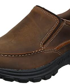 Skechers Men’s Braver-Rayland Slip-On Loafer, Dark Brown Leather, 10 M US