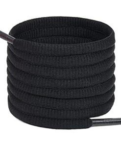 Handshop Half Round Shoelaces 1/4″ – Oval Shoe Laces Replacements For Sneakers and Athletic Shoes Sports Black 24 inch (60cm)