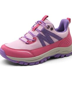 NORTIV 8 Kids Hiking Shoes Boys Girls Walking Trekking Outdoor Lightweight SneakersPink Size 1 Little Kid SNHS221K