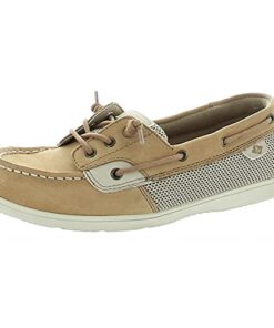 Sperry girls Shoresider 3 Eye Boat Shoe, Linen/Oat, Big Kid US