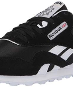 Reebok Women’s Classic Nylon Sneaker, Black/White, 7.5