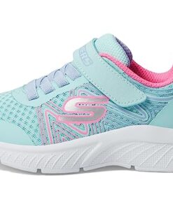 Skechers Kids Girls Microspec Plus-Swirl Sweet Sneaker, Aqua/Pink, 13 Little Kid