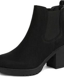 DREAM PAIRS Womens Fre Black Pu High Heel Ankle Boots Size 8.5 B(M) Us, Black/Pu