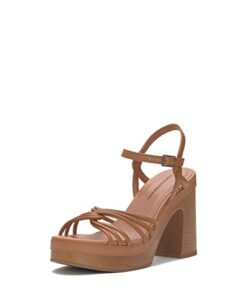 Lucky Brand Women’s Ismene Strappy High Heel Sandal Heeled, Cognac, 10