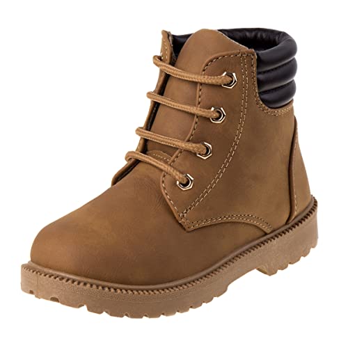 Rugged Bear Kids Hiking Outdoor Waterproof Lace-up Comfort Urban Styled Boots – Tan (size 3 Big Kid)