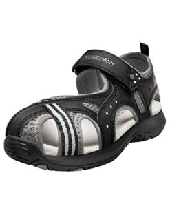 DREAM PAIRS Unisex-Child hydro-2k Closed Toe Athletic Sports Summer Water Sandal Black/Grey – 13 Little Kid