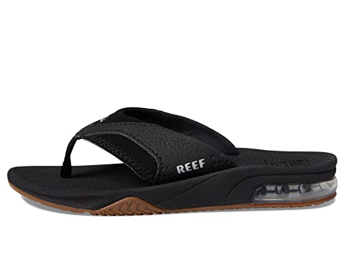 Reef Kids Boys Sandals, Kids Fanning, Black/Silver, 4