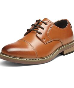 Bruno Marc Boys Dress Oxford Formal Lace-Up Shoes, Brown – 4 Big Kid (Oxford)