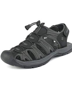 DREAM PAIRS Men’s 160912-M-NEW Black DK.Grey Adventurous Summer Outdoor Sandals Size 10.5 M US