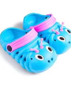 Baby Girls Boys Sandals Kid’s Cute Lightweight Shoes Summer Premium Cartoon Sandals Children Caterpillar Non-Slip Beach Water Clogs Shoes Garden Slipper(Blue,8) S25