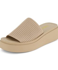 CUSHIONAIRE Women’s Pim knit platform sandal with +Memory Foam, Taupe Weave 9