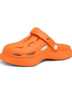 UCCVI Kids Garden Clogs Shoes Boys Slides Sandals Slippers Girls Indoor Outdoor Children Water Shower Beach Pool Shoes Orange 1-1.5 Big Kid