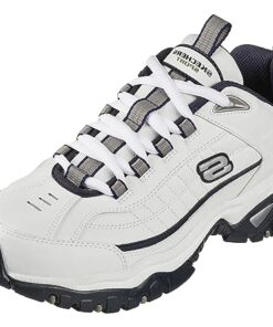 Skechers Men’s Energy Afterburn Shoes Lace-Up Sneaker, White/Navy, 9.5 Wide