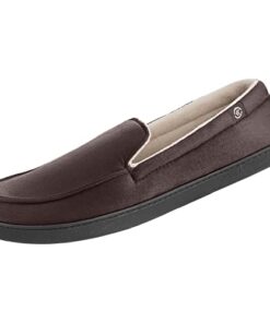 isotoner mens Slippers Moccasin, Dark Chocolate, 9.5-10.5 US