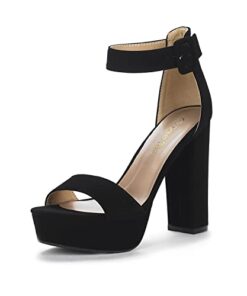 DREAM PAIRS Womens Hi-Lo High Heel Platform Pump Sandal Black/Nubuck – 7.5