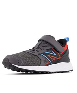 New Balance Boy’s Fresh Foam 650 V1 Hook & Loop Running Shoe, Magnet/Neo Flame/Vibrant Sky, 1 Little Kid