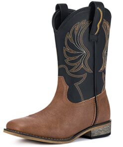 Rollda Kids Cowboy Boots for Boys Girls Western Square Toe Cowgirl Boots with Walking Heel (Toddler/Little Kid/Big Kid)