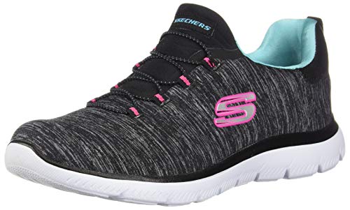 Skechers womens Summits-quick Getaway Sneaker, Black/Light Blue, 9 US