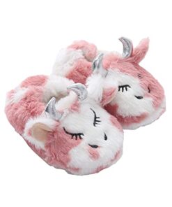 Enteer Baby Girls’ Cow House Slippers with Non-Slip Rubber Sole Pink US 9-10