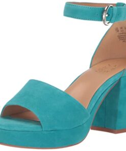 Naturalizer Women’s Pearlyn Heeled Sandal, Lagoon Breeze Suede, 6.5