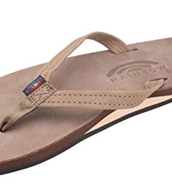 Rainbow Sandals Women’s Single Layer Premier Leather Narrow Strap, Dark Brown, Ladies X-Large / 8.5-9.5 B(M) US