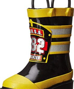Western Chief Boys Waterproof Printed Rain Boot with Easy Pull On Handles, F.D.U.S.A, 9 M US Toddler