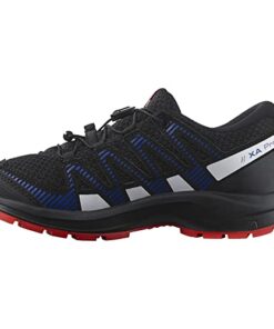 Salomon XA PRO V8 Hiking Shoe, Black/Lapis Blue/Fiery Red, 7 US Unisex Big Kid