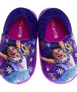Disney Girl Encanto Slippers – Plush Lightweight Warm Comfort Soft Aline Girls toddler House Slippers – Dark Purp Fuchsia (size 5-6 Toddler)